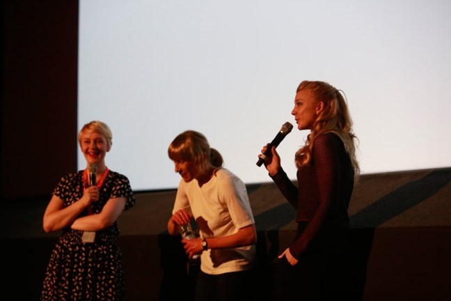Virginia Gilbert (centre) and Natalie Dormer (right) at Q&A for A Long Way From Home. Photography by Pako Mera, courtesy of EIFF.